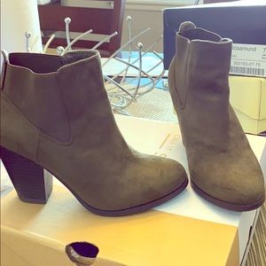 Olive green suede booties